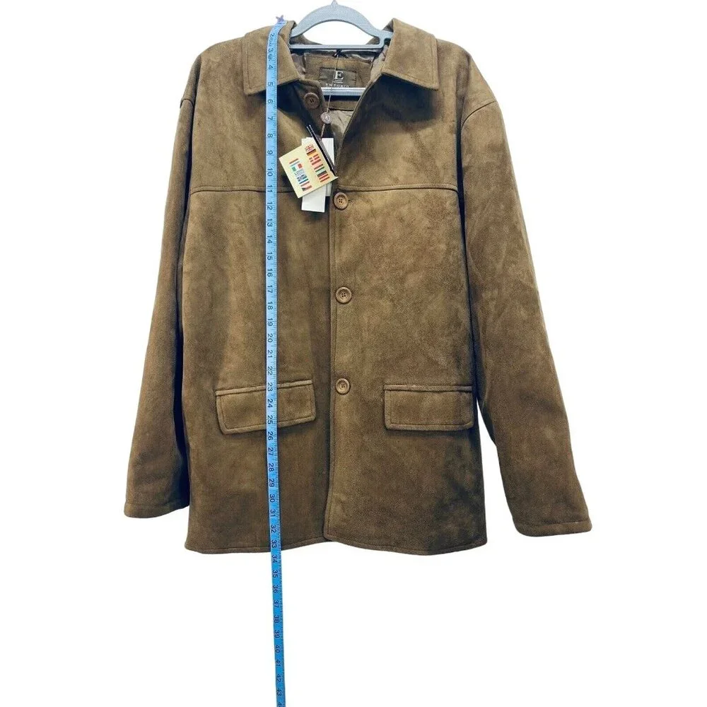 Emporio Fashion Men's Faux Suede Leather Jacket Camel Brown Size XL New